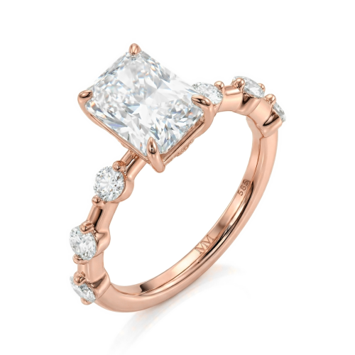 Isla - Radiant Geslepen Moissanite Ring met Zijstenen