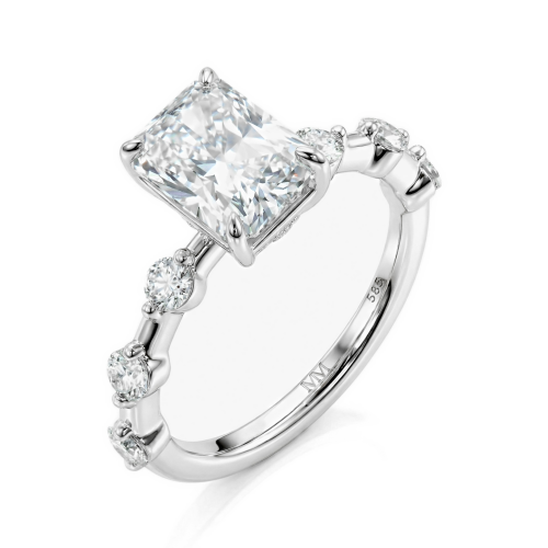 Isla - Radiant Geslepen Moissanite Ring met Zijstenen