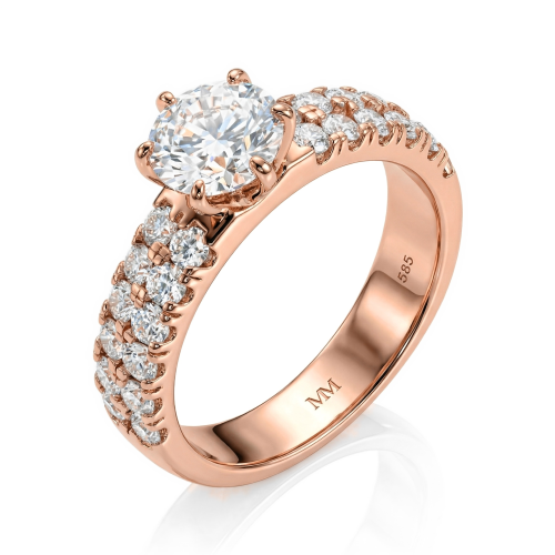 Serena - Moissanite Ring met Dubbele Pavé Zijstenen