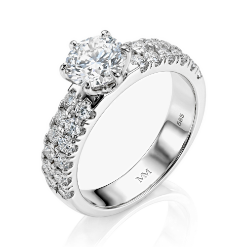 Serena - Moissanite Ring met Dubbele Pavé Zijstenen