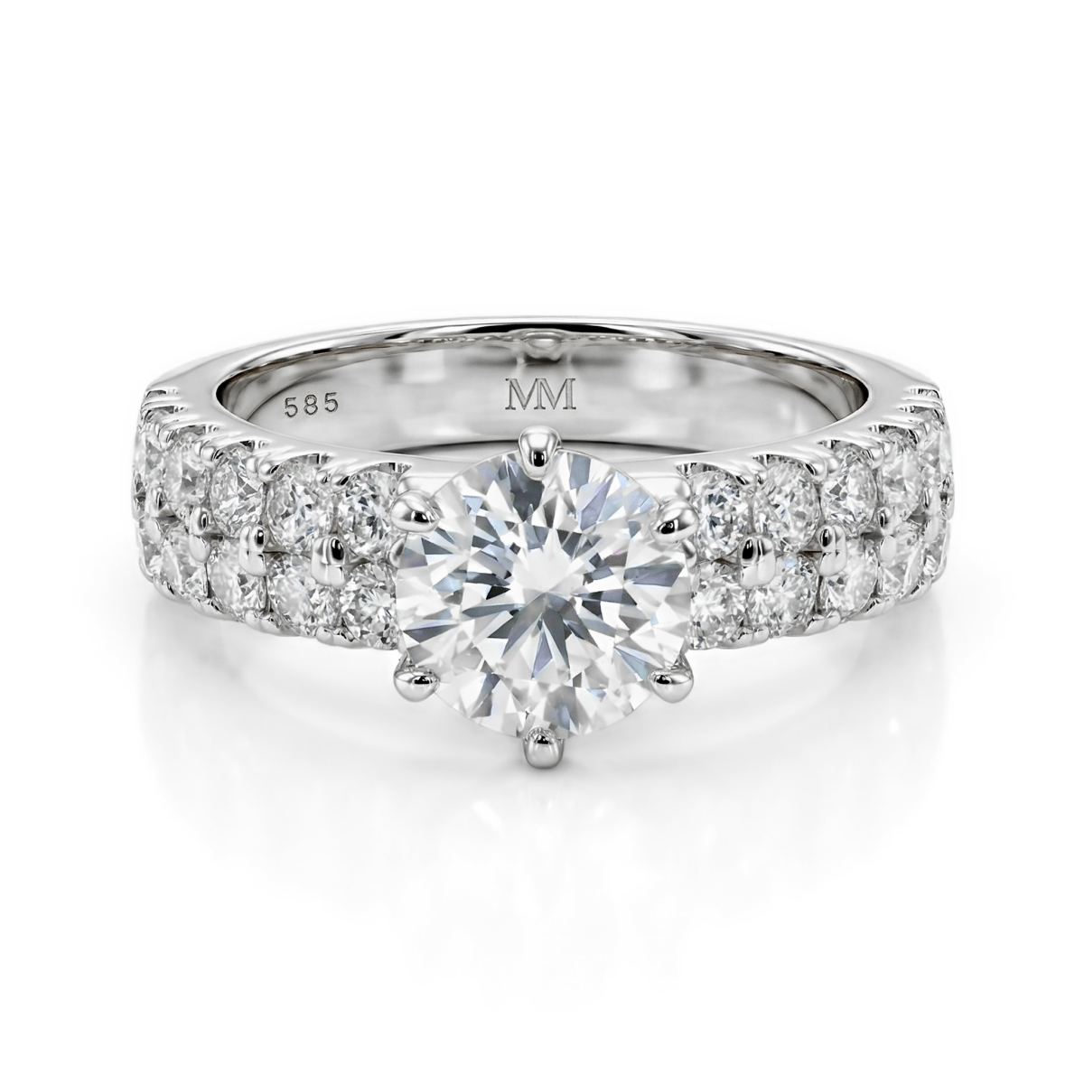 Serena - Moissanite Ring Met Dubbele Pavé Zijstenen