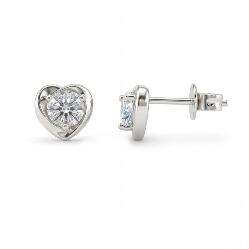 Luster – hartvormige moissanite oorknopjes