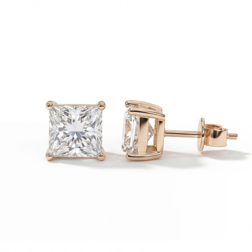 Orion – princess cut moissanite oorknopjes
