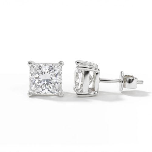 Orion – princess cut moissanite oorknopjes