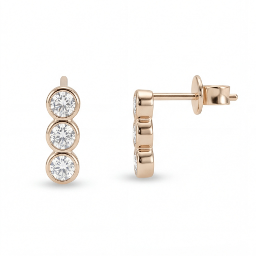 Tri-Bezel - moissanite oorknopjes in een kastzetting