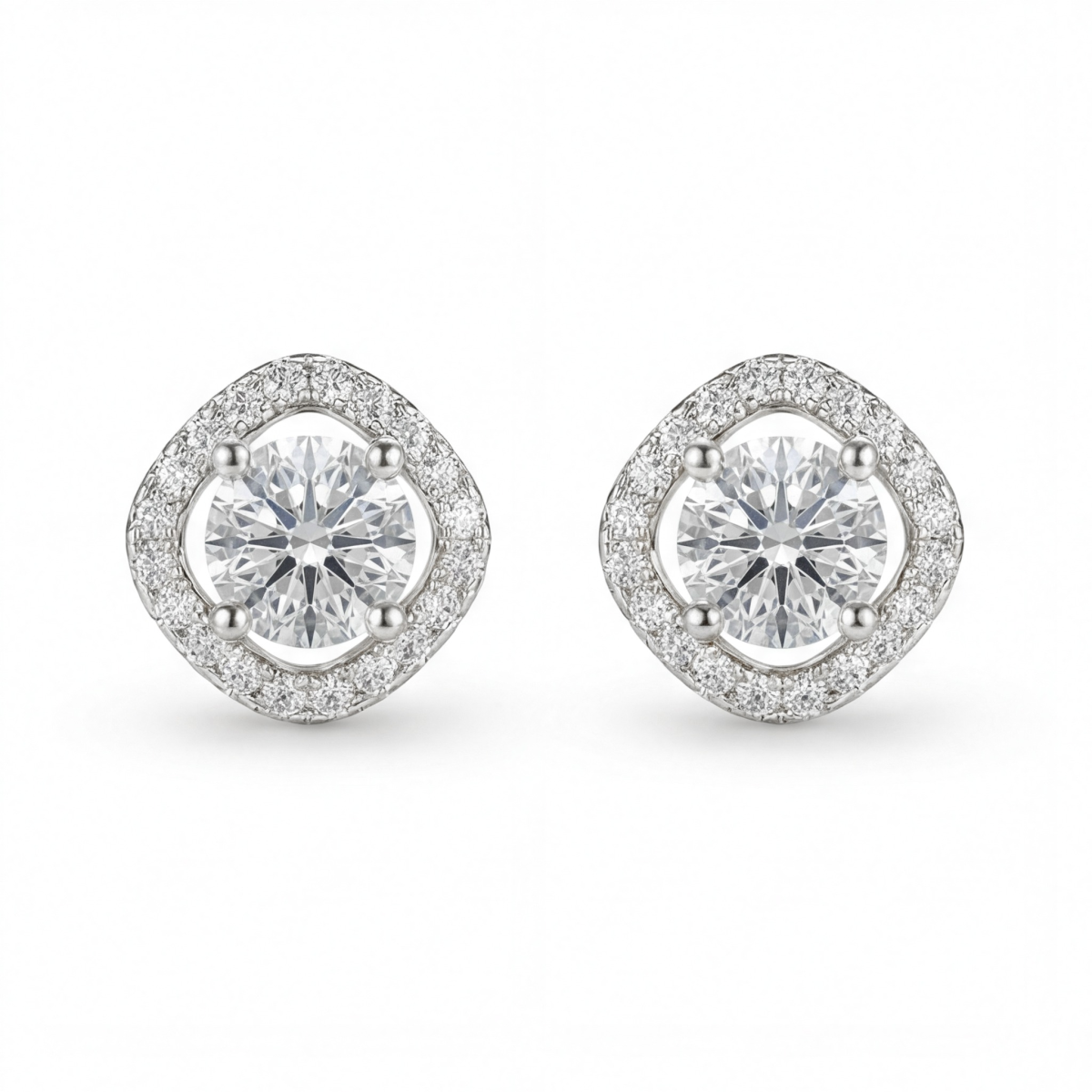 Spaced Halo - Halo Moissanite Stud Oorbellen