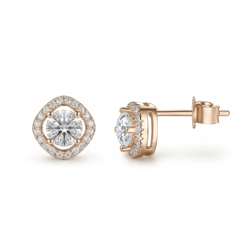 Spaced Halo - moissanite oorknopjes met halo