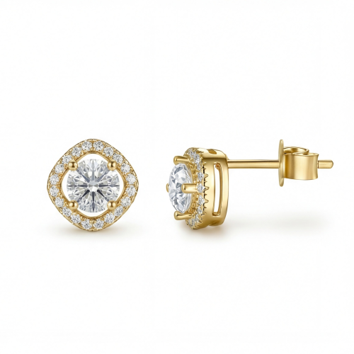 Spaced Halo - moissanite oorknopjes met halo