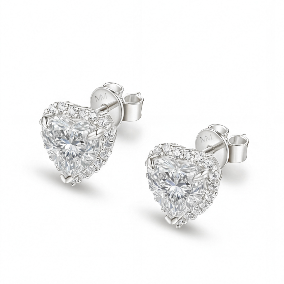 Belleza - Hart Moissanite Oorbellen in Halo Zetting