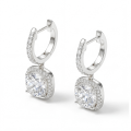 Cushion Drops - Halo & Huggie Moissanite Oorhangers