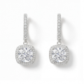 Cushion Drops - Halo & Huggie Moissanite Oorhangers