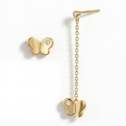Butterfly Drops - moissanite oorhangers