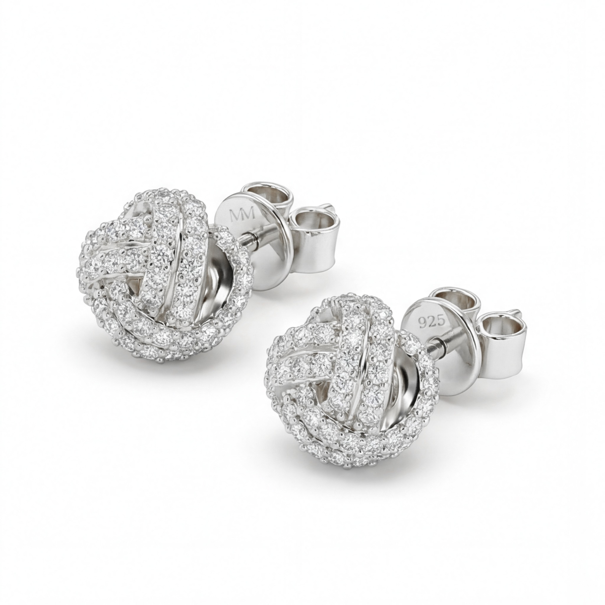 Cluster Spheres - moissanite oorknopjes in een pavézetting