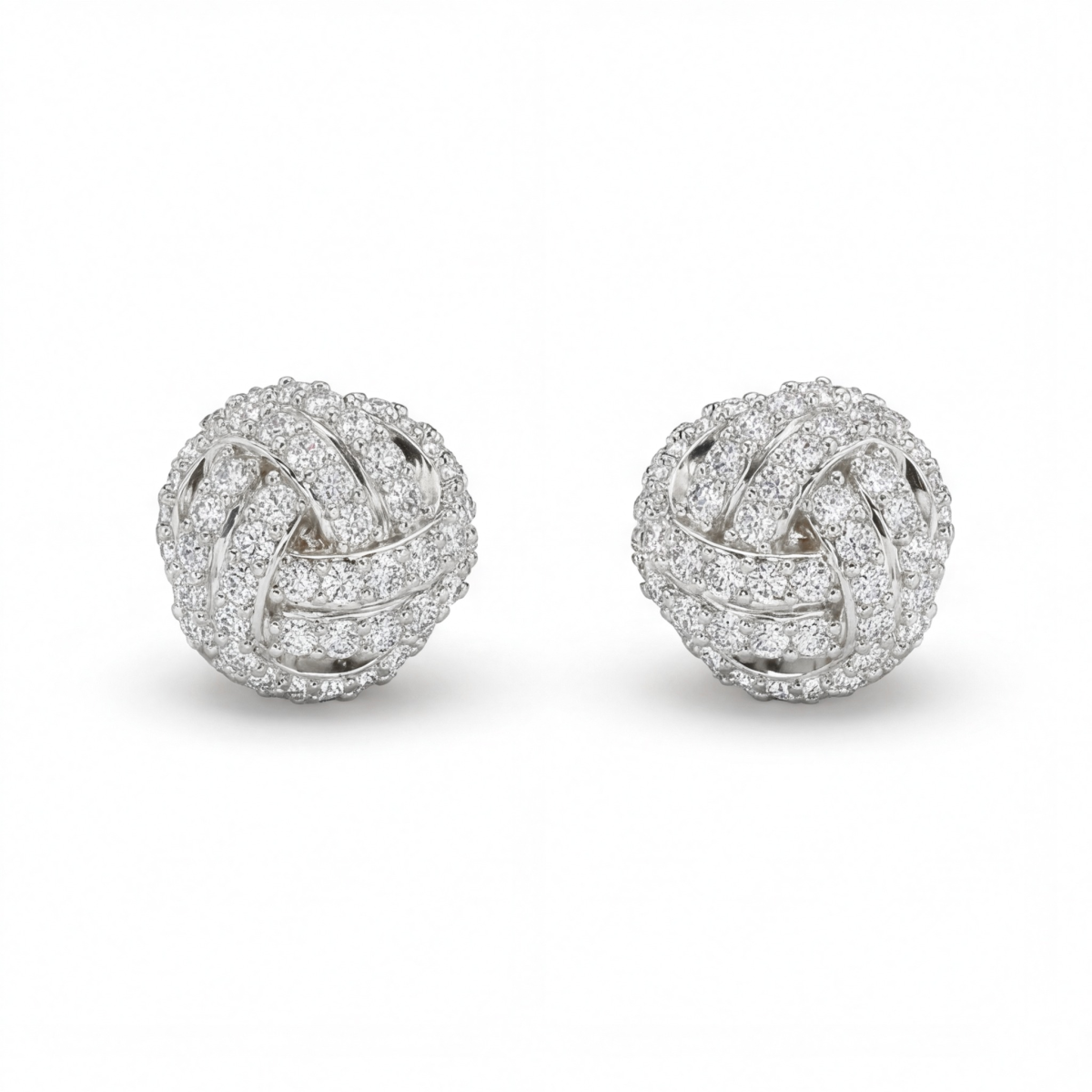 Cluster Bollen - Moissanite Stud Oorbellen in Pavé Zetting