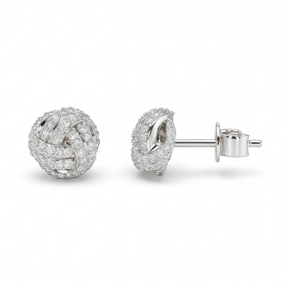 Cluster Spheres - moissanite oorknopjes in een pavézetting