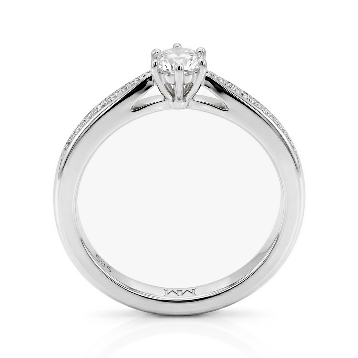 Sophia ring - moissanite verlovingsring met pavé zijstenen