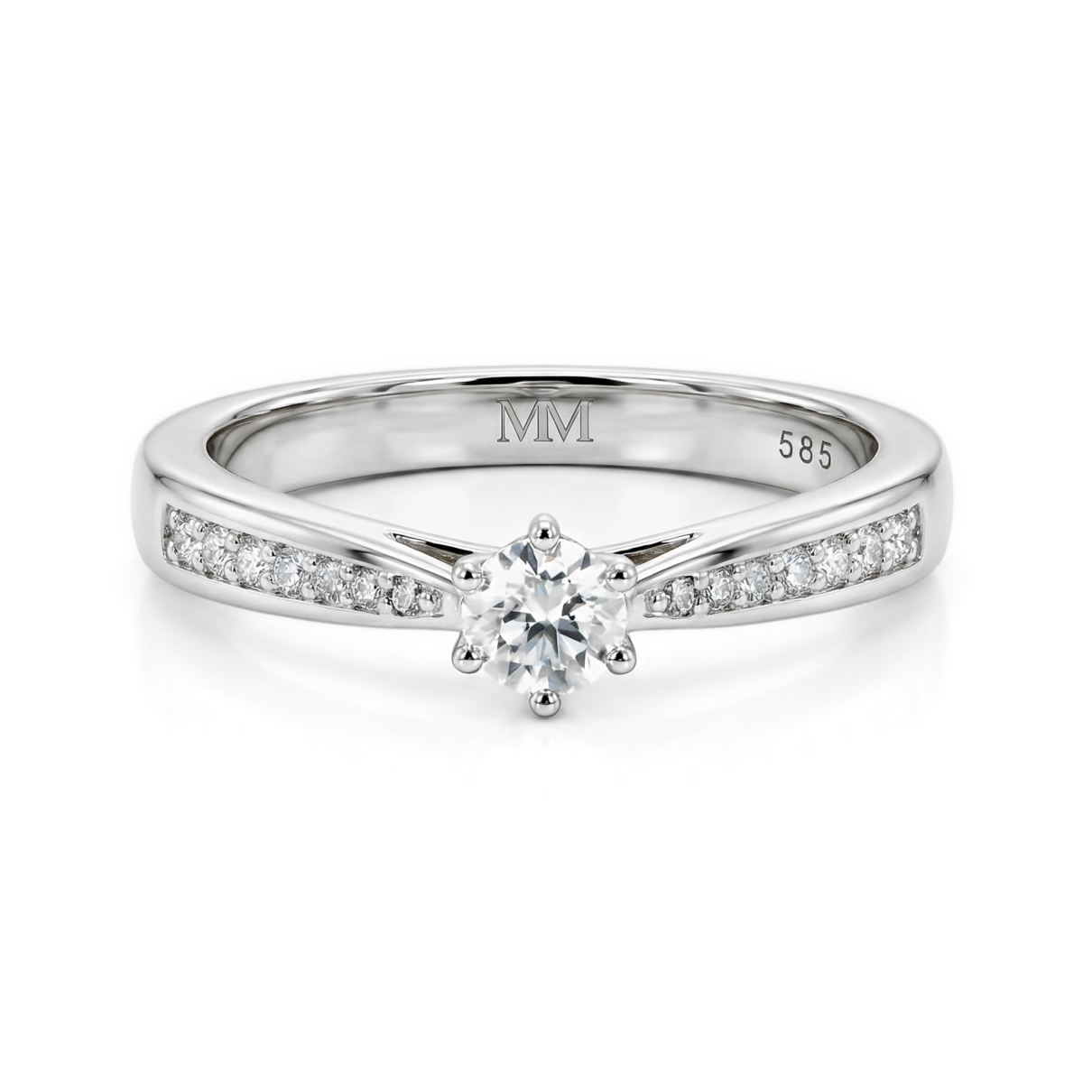 Sophia ring - moissanite verlovingsring met pavé zijstenen
