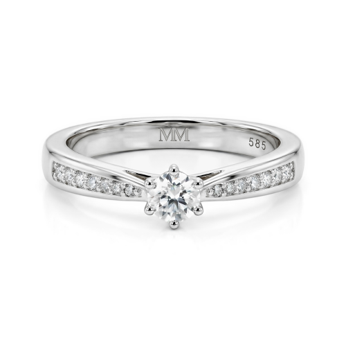 Sophia - Moissanite Verlovingsring met Pavé Zijstenen
