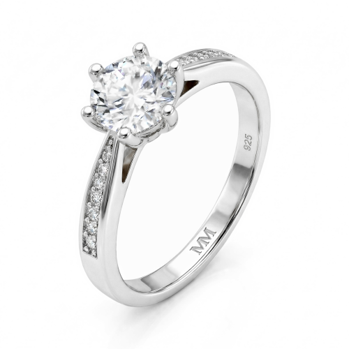 Sophia - Moissanite Verlovingsring met Pavé Zijstenen