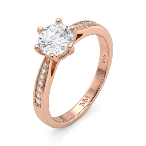 Sophia - moissanite verlovingsring met pavé zijstenen