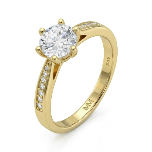 Sophia - moissanite verlovingsring met pavé zijstenen