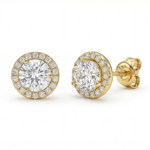 Orbis - moissanite oorknopjes met halo