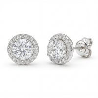 Orbis - Moissanite Oorknopjes in Halo Zetting