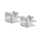Imperia - Princess Moissanite Stud Oorbellen in Halo Zetting