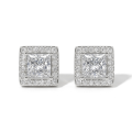 Imperia - Princess Moissanite Stud Oorbellen in Halo Zetting