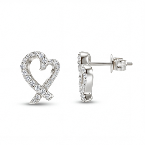 Heart Strings - moissanite oorknopjes in een pavézetting