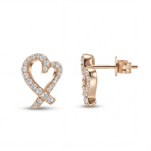 Heart Strings - moissanite oorknopjes in een pavézetting