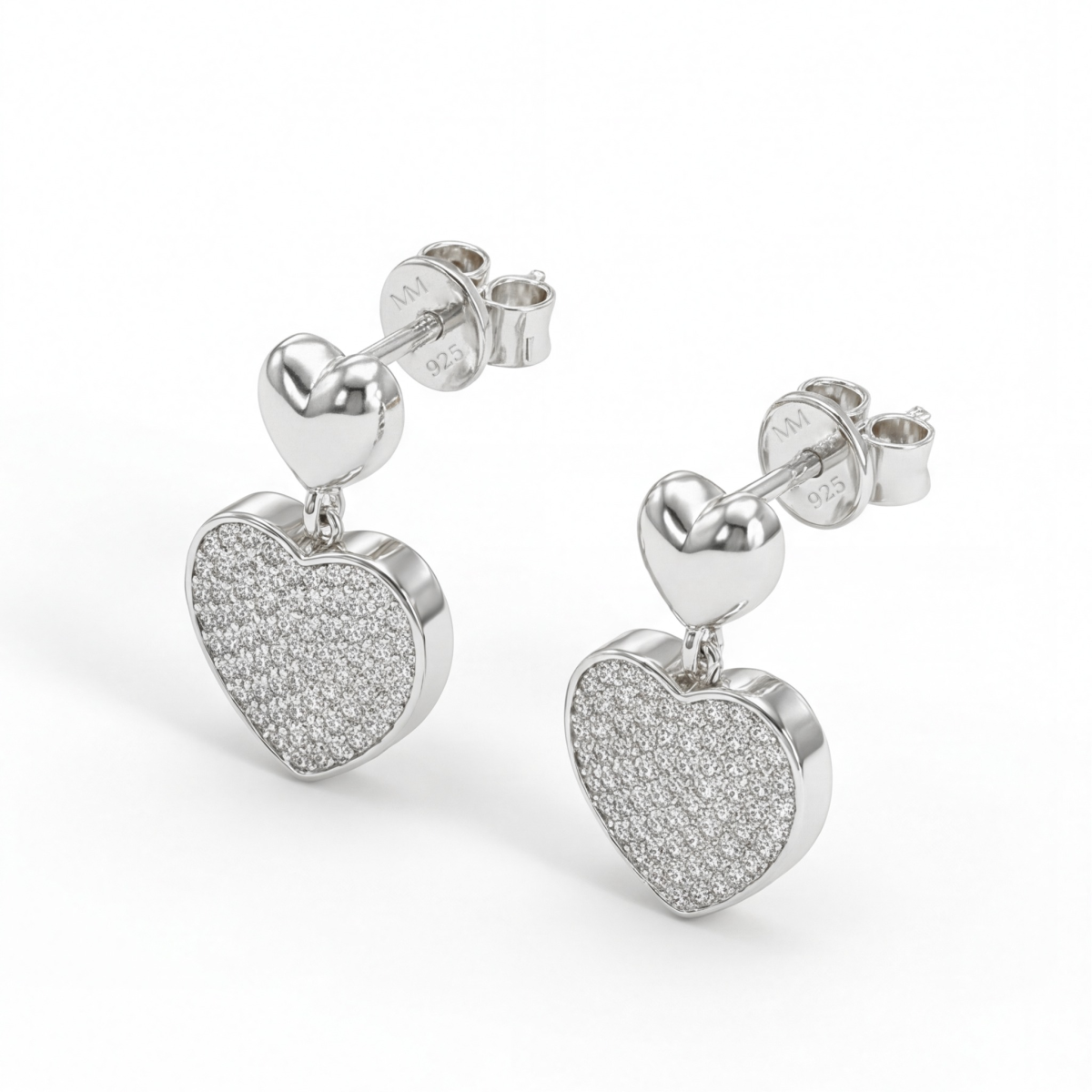 Hearts of Pavé - moissanite oorhangers in een pavézetting
