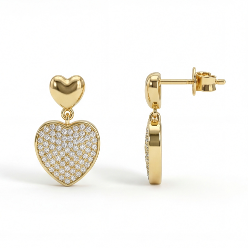 Hearts of Pavé - moissanite oorhangers in een pavézetting