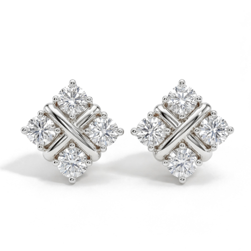 Moissanite Quadrants - moissanite oorknopjes