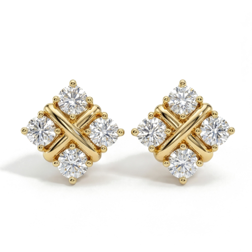 Moissanite Quadrants - moissanite oorknopjes