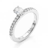 Nina - Ovaal Moissanite Ring met Pavé Zijstenen