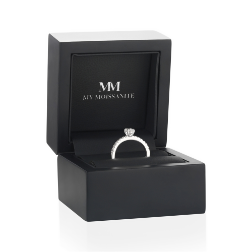Nina - Ovaal Moissanite Ring met Pavé Zijstenen