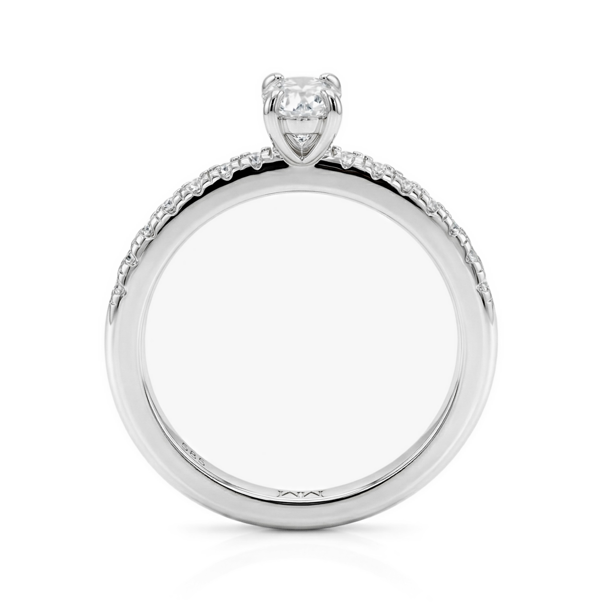 Nina Ring - Ovaal Moissanite Ring met Pavé Zijstenen