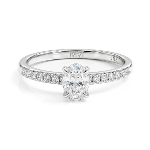 Nina - Ovaal Moissanite Ring met Pavé Zijstenen