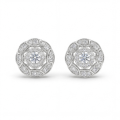 Dubbele Halo - Moissanite Stud Oorbellen in Halo Setting