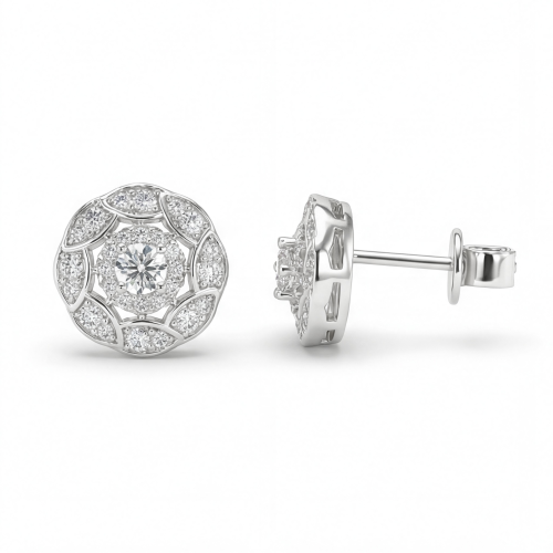 Double Halo - moissanite oorknopjes met halo