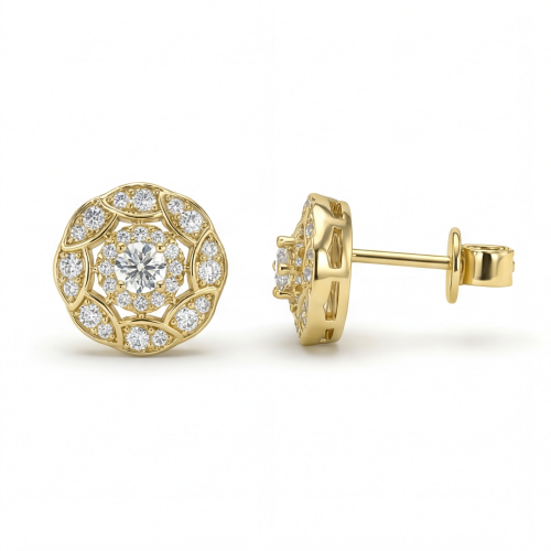 Double Halo - moissanite oorknopjes met halo