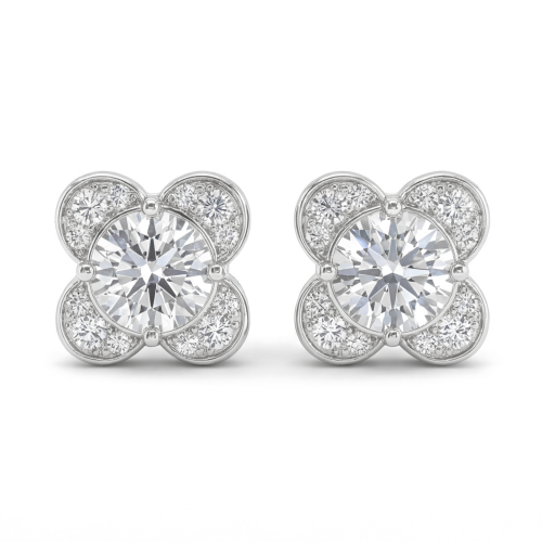 Moissanite Blooms - moissanite oorknopjes