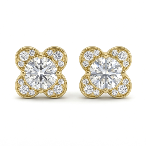 Moissanite Blooms - moissanite oorknopjes