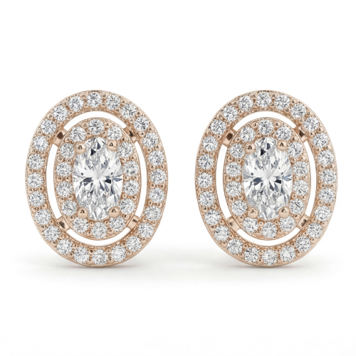 Brilliance - ovale moissanite oorknopjes met halo