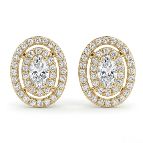 Brilliance - ovale moissanite oorknopjes met halo