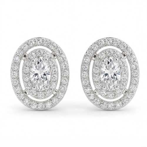 Brilliance - Ovaal Moissanite Oorknopjes in Halo Zetting
