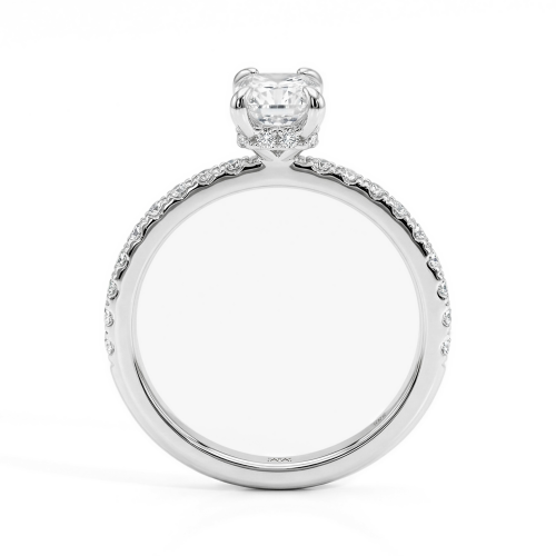 Astra - Radiant Moissanite Ring met Pavé Zijstenen & Hidden Halo
