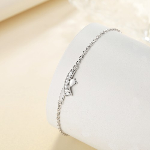 Halcyon - Moissanite Crescent Armband Met Pavézetting