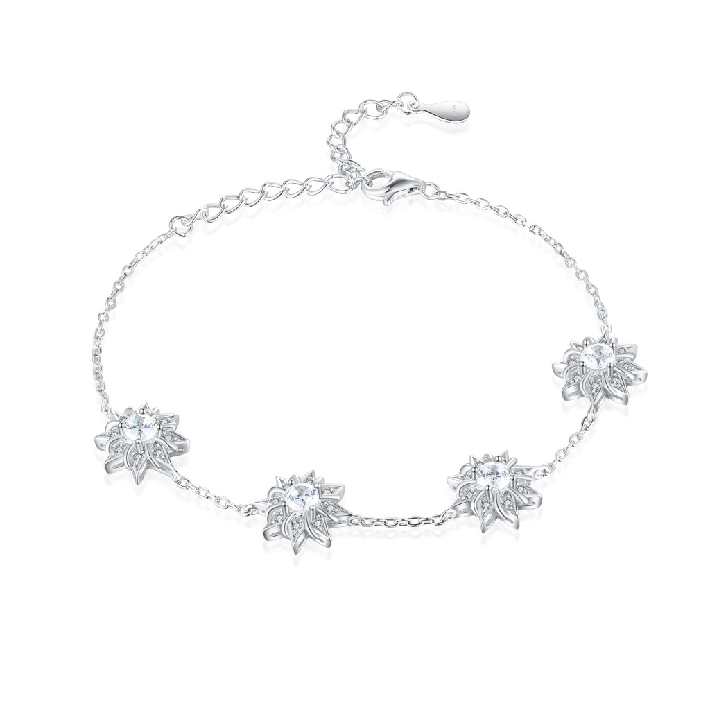 Stellara - Bloemen Moissanite Armband Met Verstelbare Schakelketting